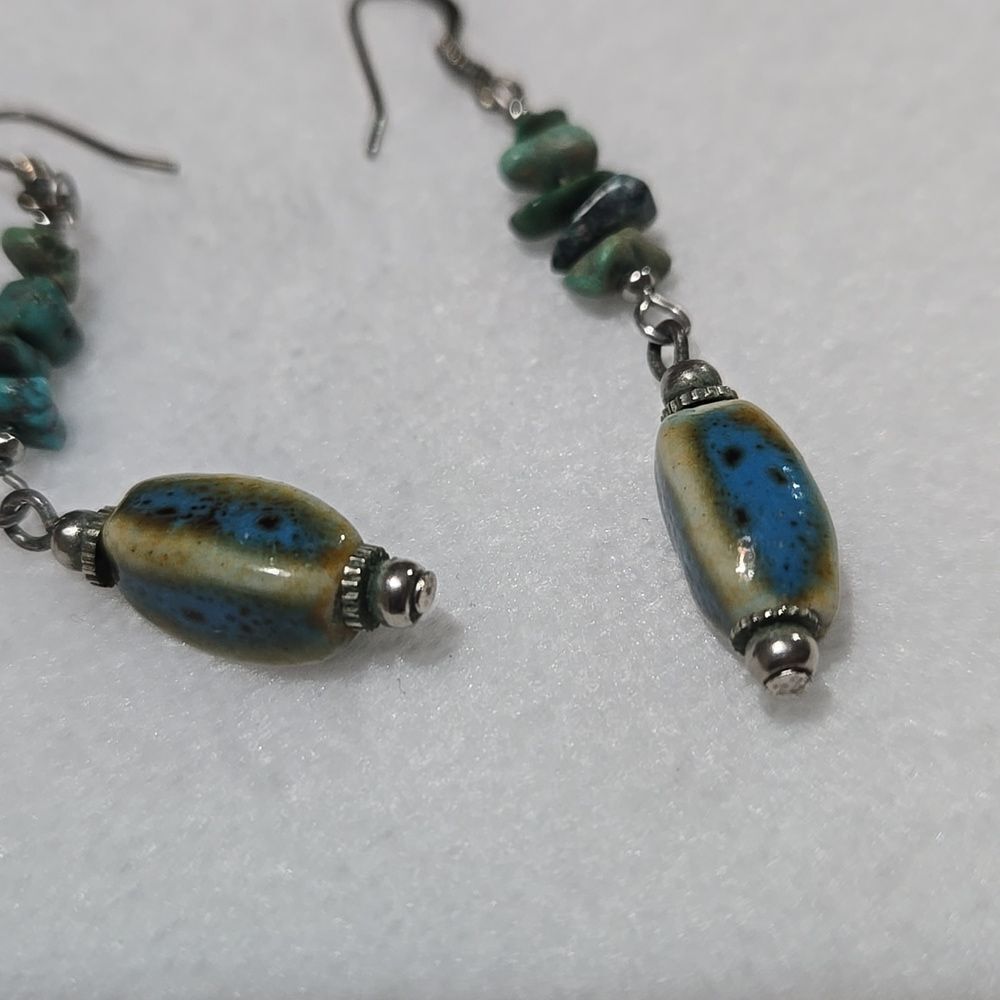 Turquoise and Sterling Silver Earrings - Picture 4 of 5